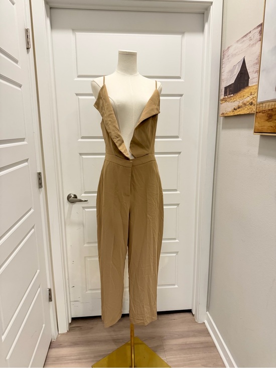Zara Pants - Women’s Tan Vest Wide-Leg Jumpsuit - Missing Upper Buttons NWT